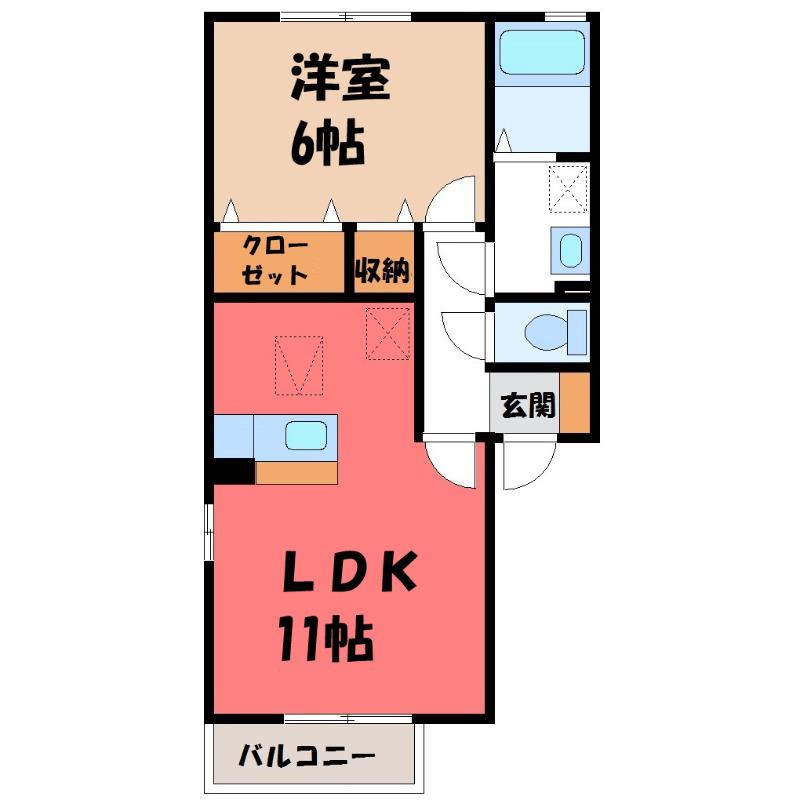 アリコ・ルージュA(1LDK/1階)の間取り写真
