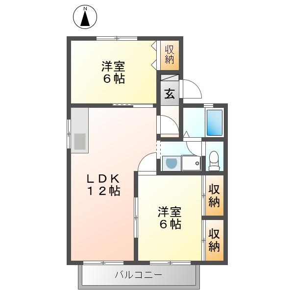 ハートホームいまえだ(2LDK/2階)の間取り写真
