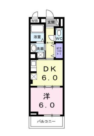ボワ リュネール(1DK/3階)の間取り写真