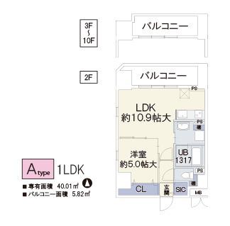 MARE SHITADERA-MACHI(1LDK/2階)の間取り写真