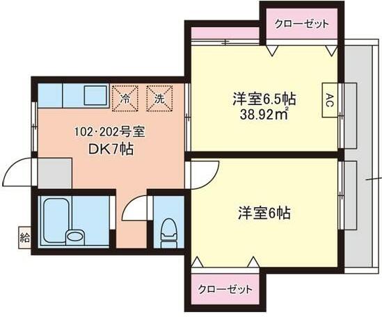 セドロトレス(2DK/1階)の間取り写真