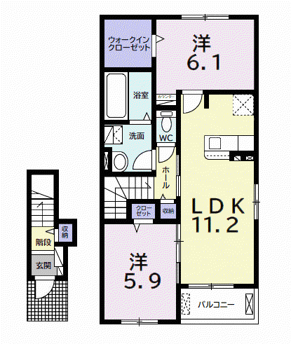 アメイジング(2LDK/2階)の間取り写真