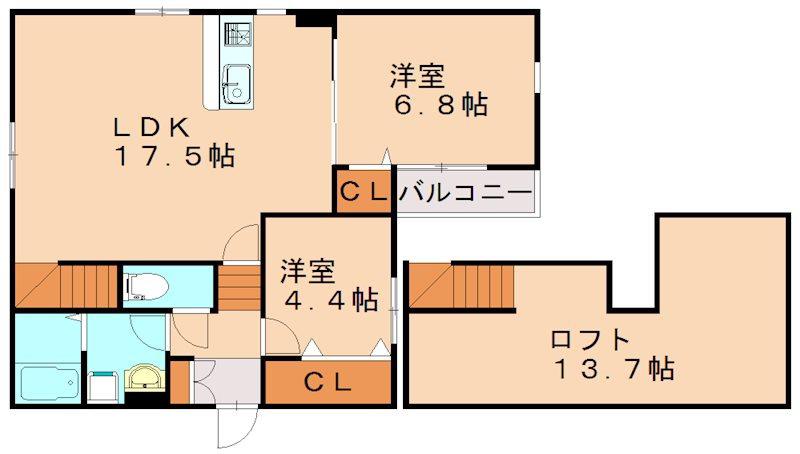 BRUNO(2LDK/1階)の間取り写真