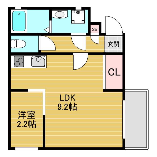 RIFF阪急神崎川(1LDK/3階)の間取り写真