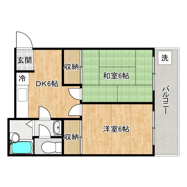 ハイツ板垣(2DK/2階)の間取り写真
