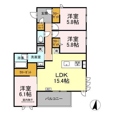 フォーティスMGH(3LDK/2階)の間取り写真