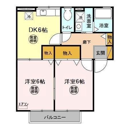 グローリー(2DK/2階)の間取り写真