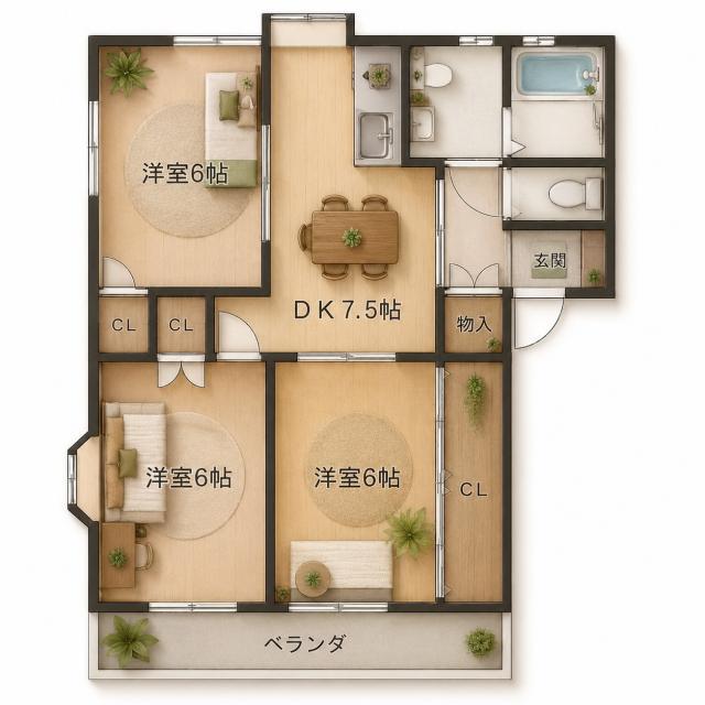 ハイムルーラルII(3DK/2階)の間取り写真