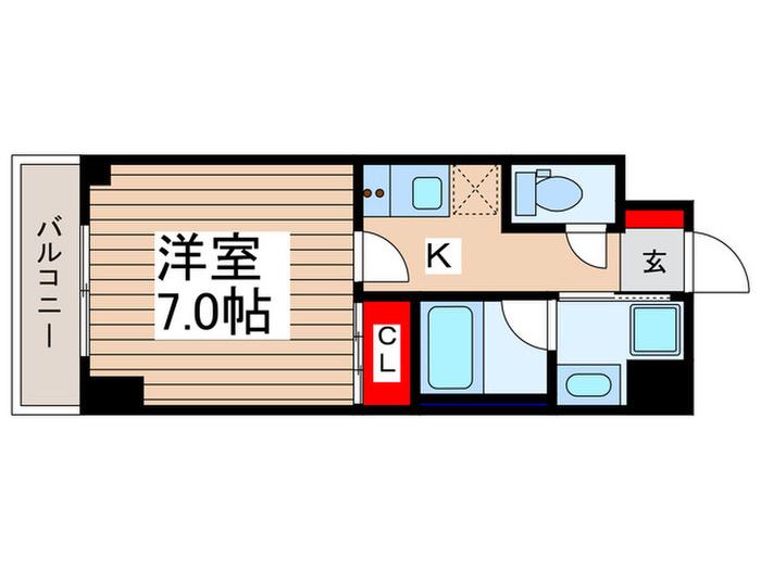 ソライエアイル新河岸(1K/4階)の間取り写真