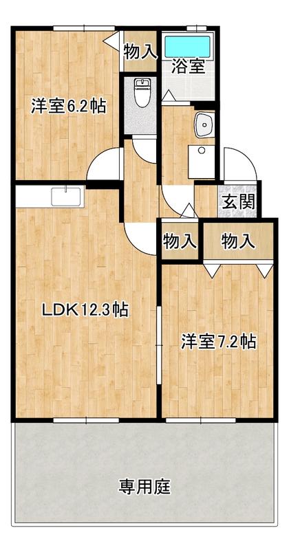 セジュール壱番館・参番館(2LDK/1階)の間取り写真