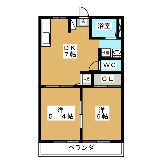 オレンジハウス(2DK/1階)の間取り写真