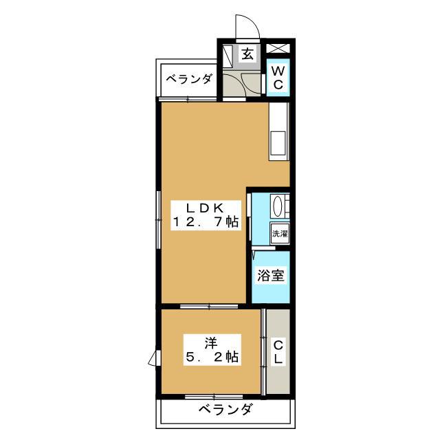 クラリス潮田(1LDK/3階)の間取り写真
