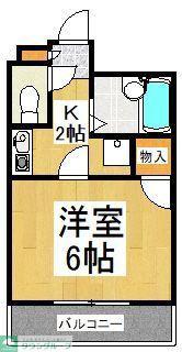 ノースビレッジII(1K/2階)の間取り写真