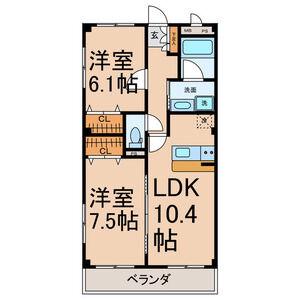 グランハートM(2LDK/3階)の間取り写真