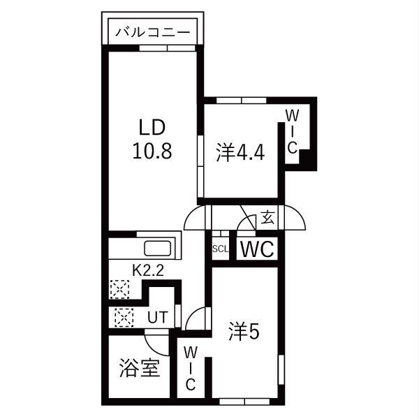 FLAP福住(2LDK/2階)の間取り写真