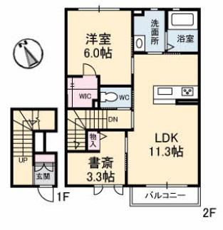 フォレスタ大元(1SLDK/2階)の間取り写真