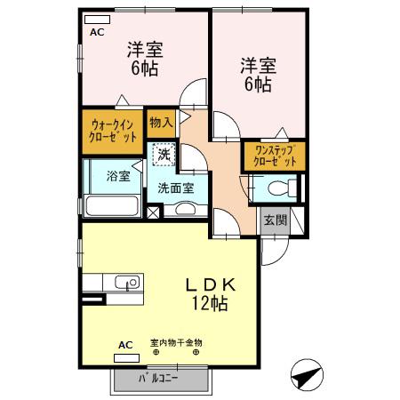 シャンビーブル(2LDK/2階)の間取り写真