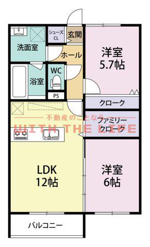 LLUZ津福公園(2LDK/3階)の間取り写真