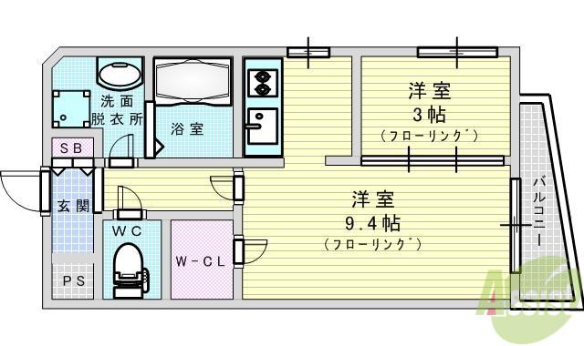 PROSPER寿(1LDK/4階)の間取り写真