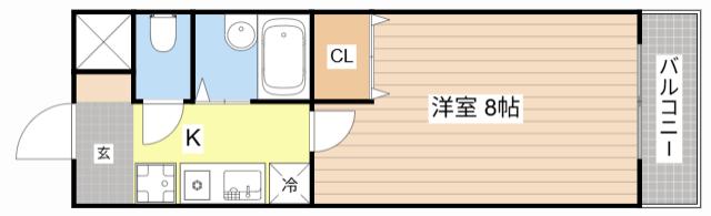 WAVE-KII(1K/3階)の間取り写真