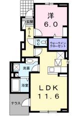 ハイランドヴィレッジIIA棟(1LDK/1階)の間取り写真