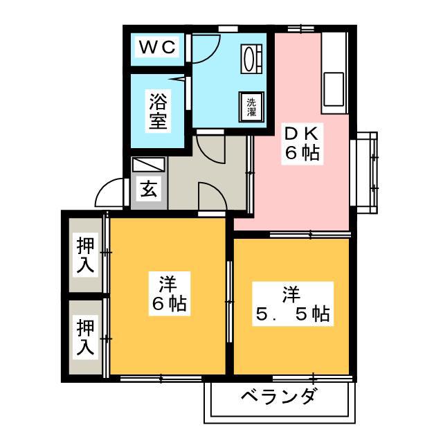 ベルメゾン西河原 C棟(2DK/2階)の間取り写真