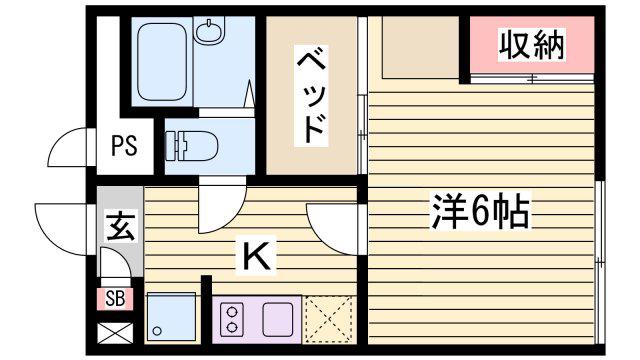 レオパレス面白(1K/2階)の間取り写真