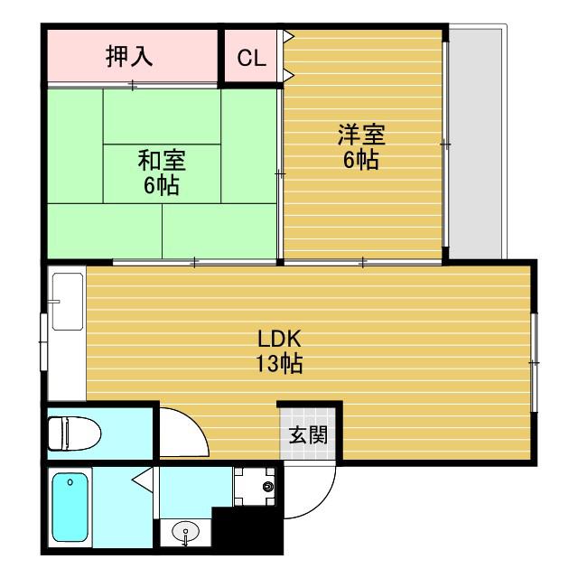 アブニール(2LDK/2階)の間取り写真