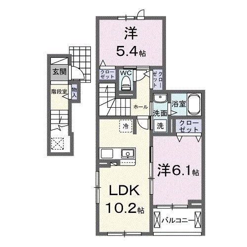 サニーフラットII(2LDK/2階)の間取り写真