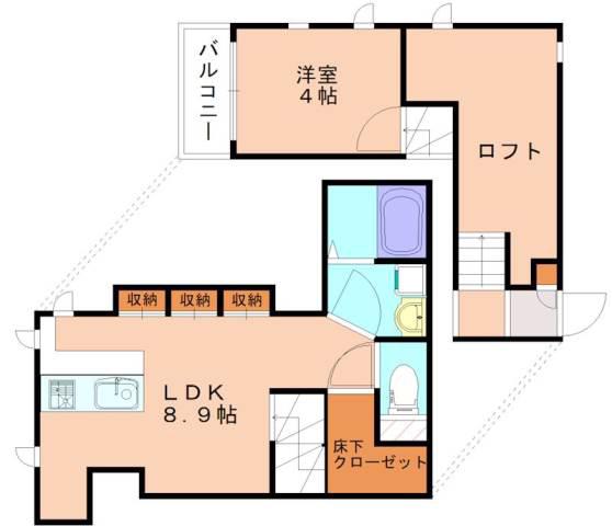 CB福津シエル(1LDK/2階)の間取り写真