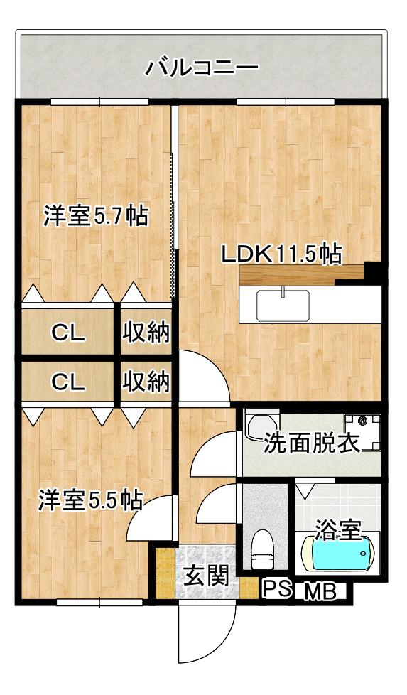 グラン・エトワール(2LDK/3階)の間取り写真
