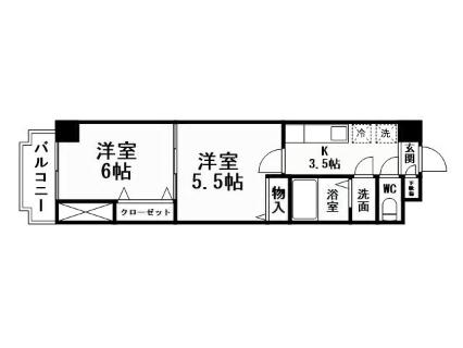 中津口センタービル(2K/5階)の間取り写真