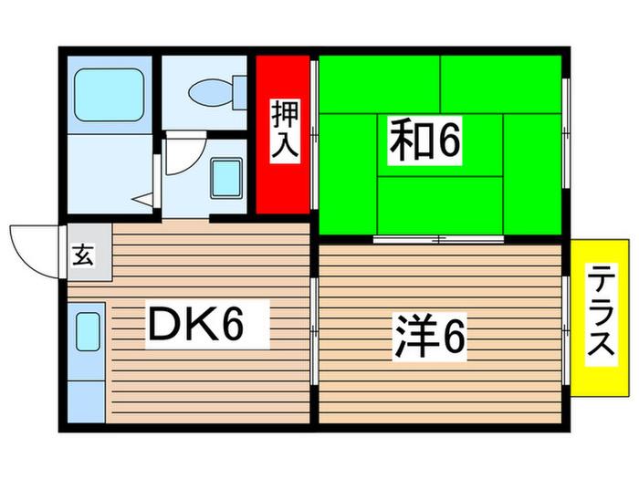 ファミール野並A棟(2DK/1階)の間取り写真