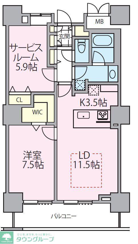 ロイヤルパークスタワー南千住(1SLDK/19階)の間取り写真