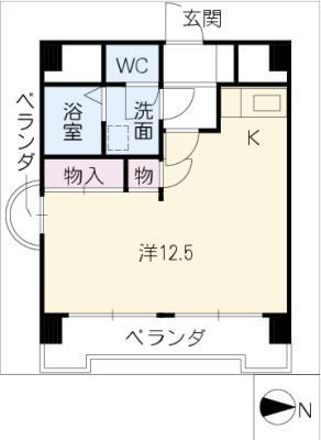 小牧ステーションビル(ワンルーム/8階)の間取り写真