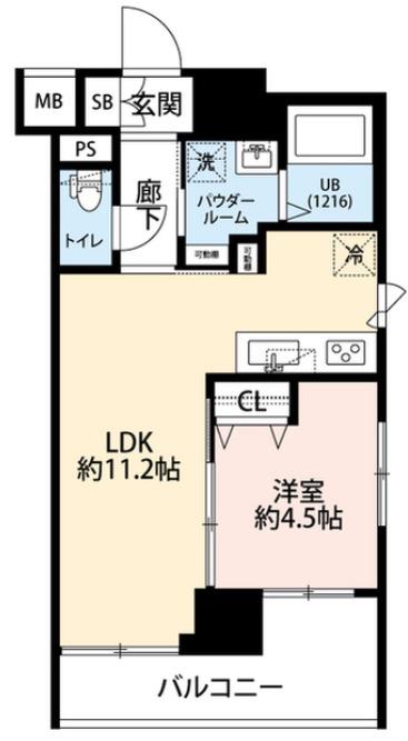 プレール・ドゥーク門前仲町III(1K/2階)の間取り写真