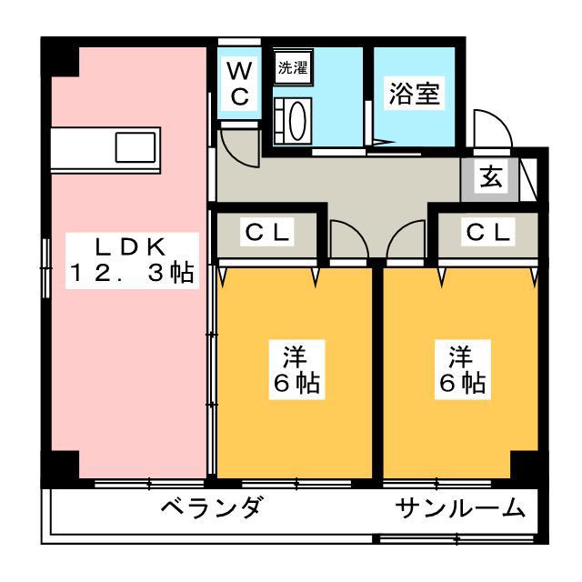 クリスタルパレス(2LDK/1階)の間取り写真