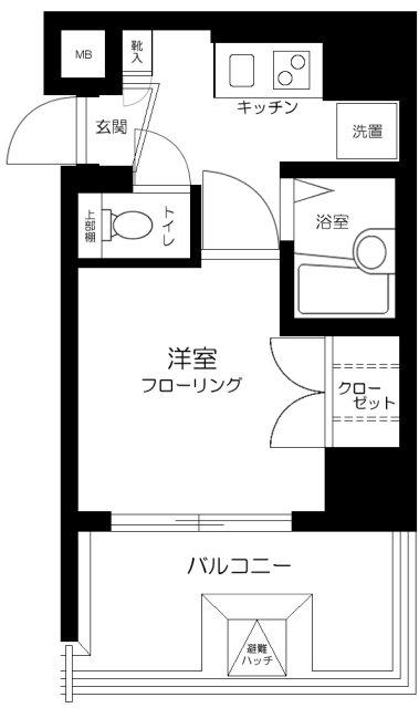 アヴィニティー品川戸越(1K/4階)の間取り写真