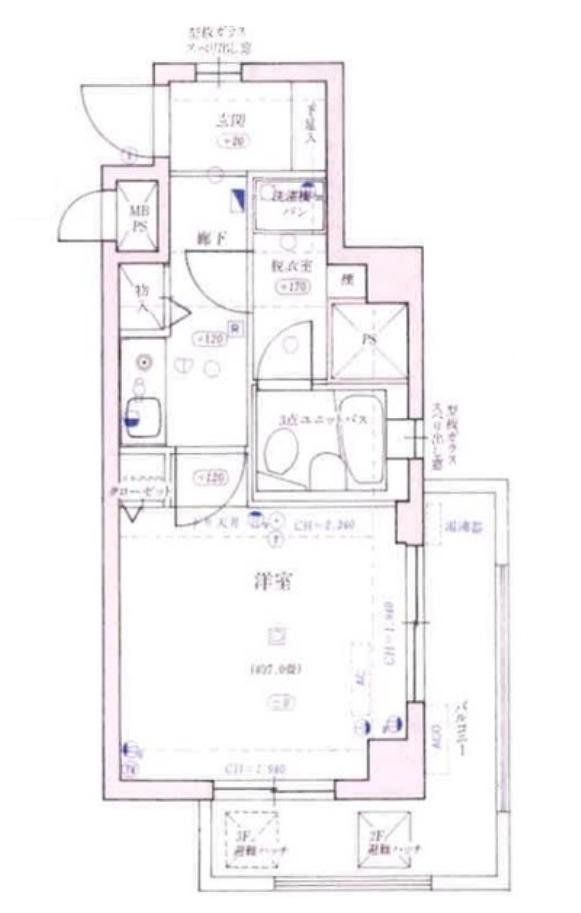 ライオンズマンション北千住第7(1K/3階)の間取り写真