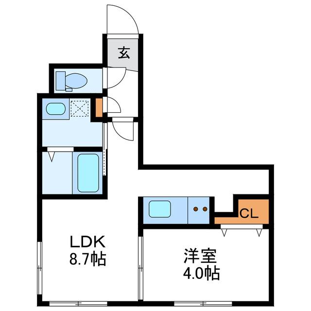 LA FELICE北17条 ラ フェリーチェ(1LDK/1階)の間取り写真