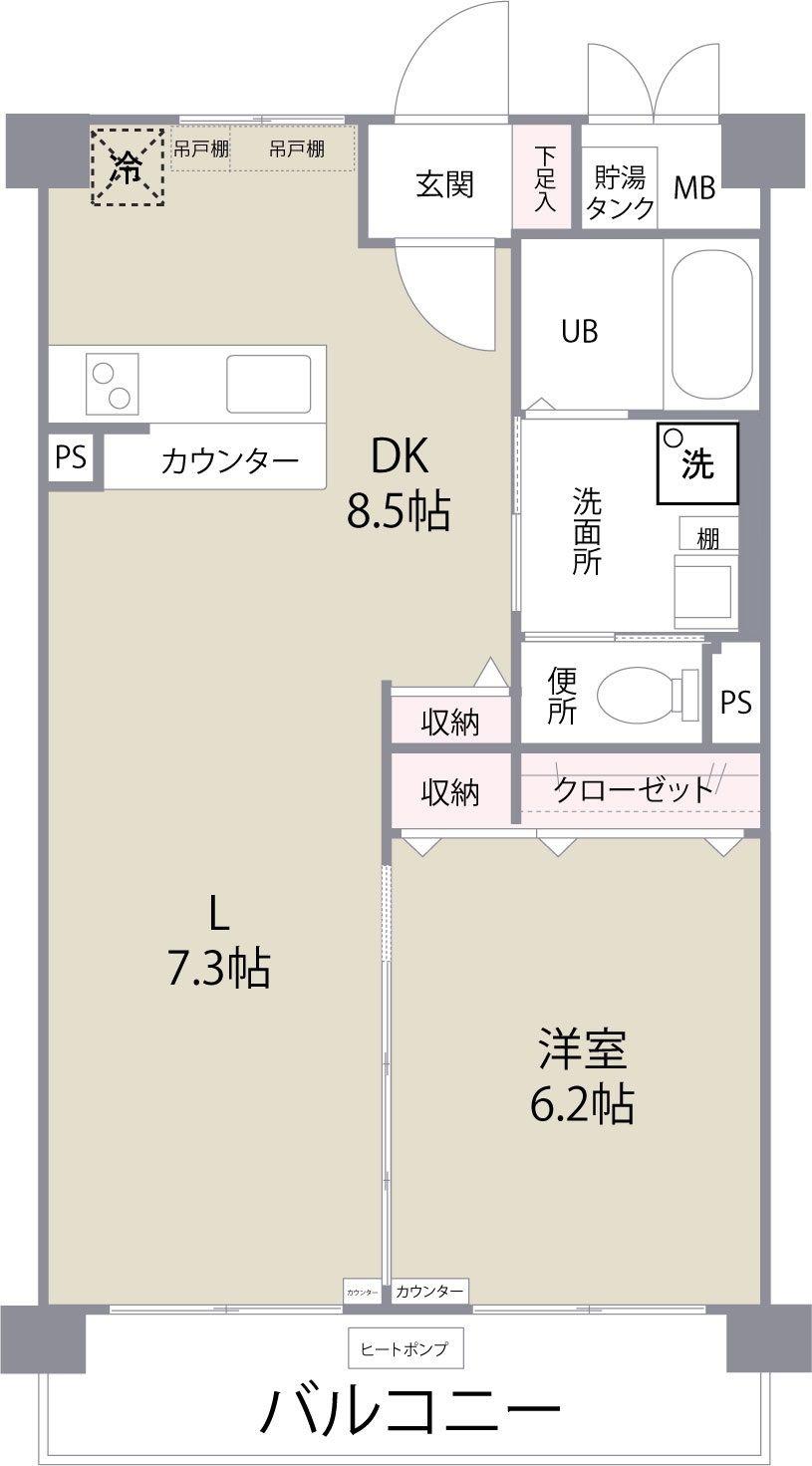 カーサリナート東比恵(1LDK/2階)の間取り写真