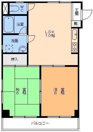 グランアルブル中須賀(2LDK/2階)の間取り写真