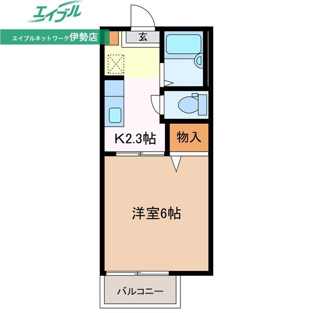 フローラル船江(1K/2階)の間取り写真