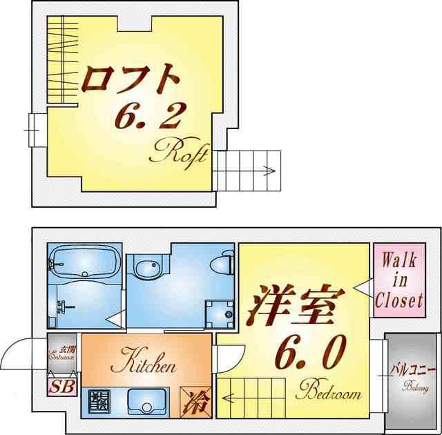 プログレス東須磨(1K/2階)の間取り写真