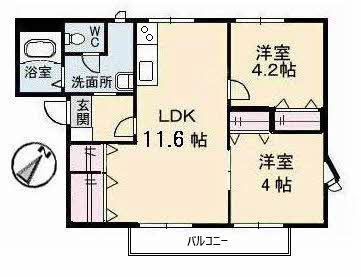 ガーデンスクエア福島A棟(2LDK/2階)の間取り写真