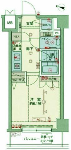 ブライズ荏原中延(1K/10階)の間取り写真