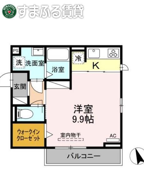 グランルミエールI棟(1K/3階)の間取り写真