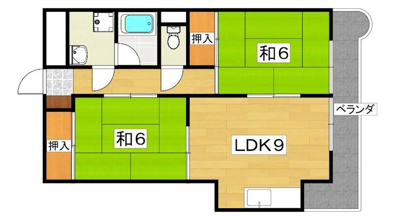 栄良ビル(2LDK/3階)の間取り写真