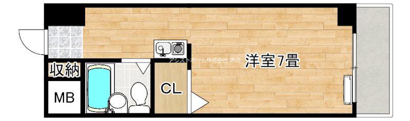 パークサイド堺(ワンルーム/3階)の間取り写真
