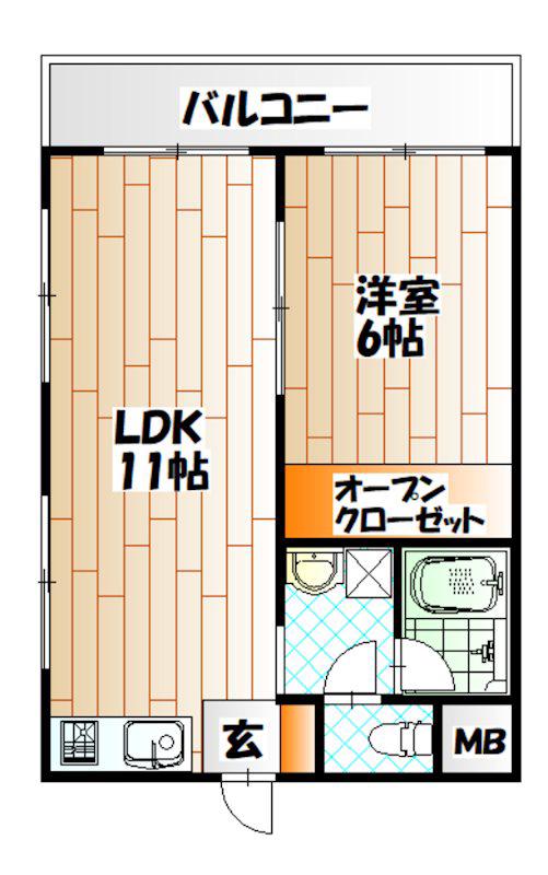 ユニティ足立(1LDK/3階)の間取り写真